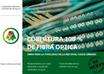 Informa: Avanza la obra de fibra óptica en la ciudad de Tornquist
