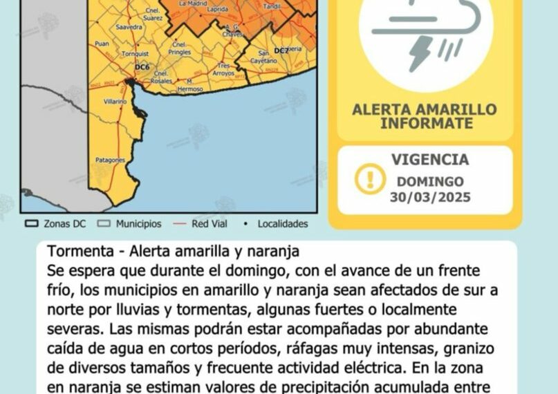 Tornquist  y la región bajo alerta amarilla: a qué hora se prevén las primeras lluvias