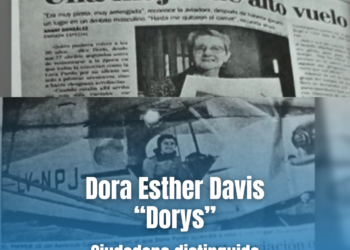 Proponen ciudadana distinguida a “DORYS” DAVIS, primera y única mujer aviadora de Saldungaray