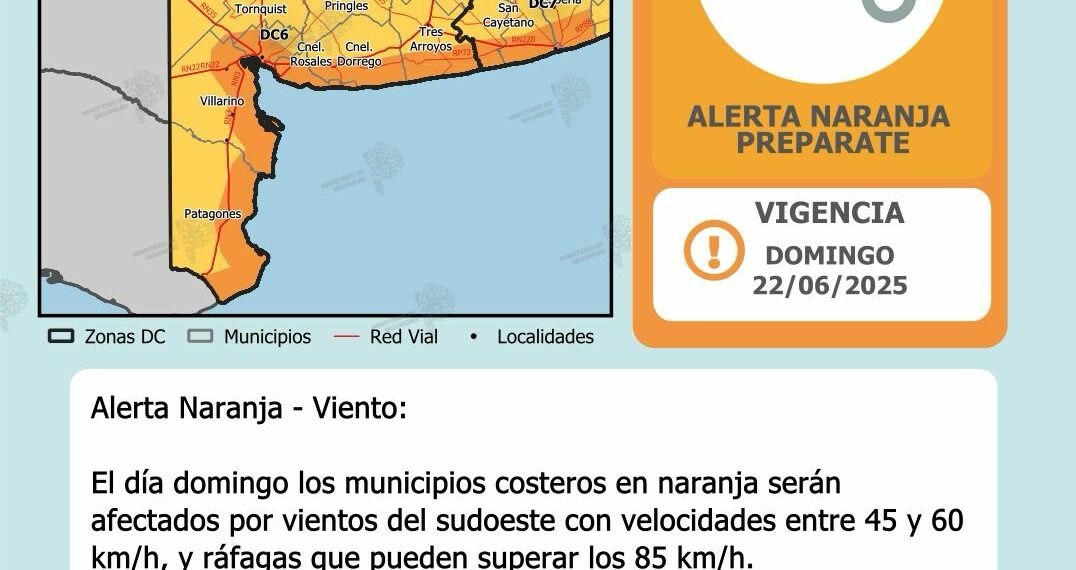 Alerta meteorológico para este domingo por fuertes vientos