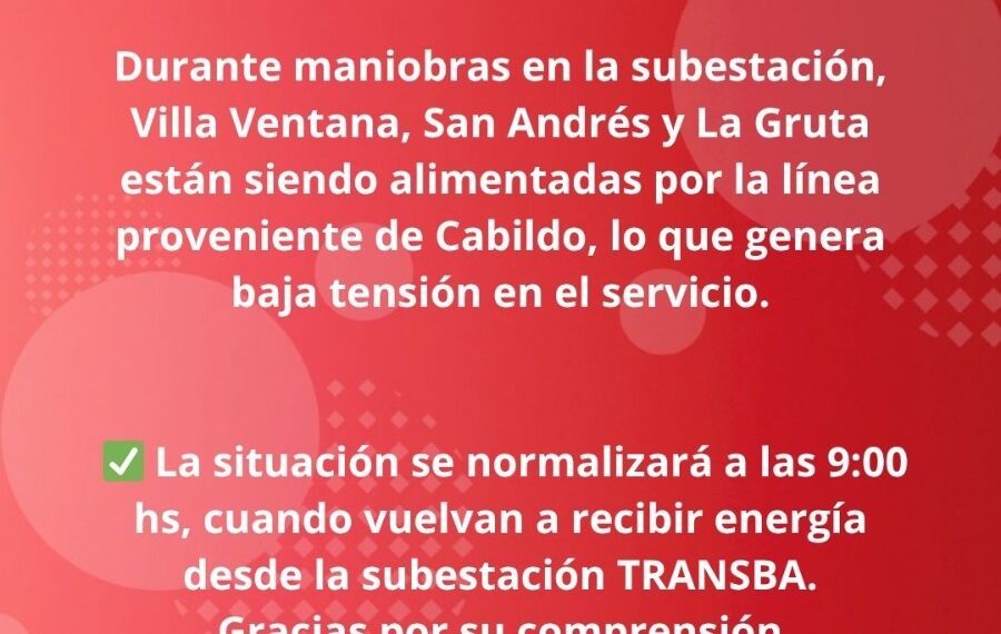 CELT Informa: Baja tensión en la zona serrana