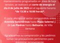 CELT. informa: Corte de energía programado para mañana martes en Villa Ventana
