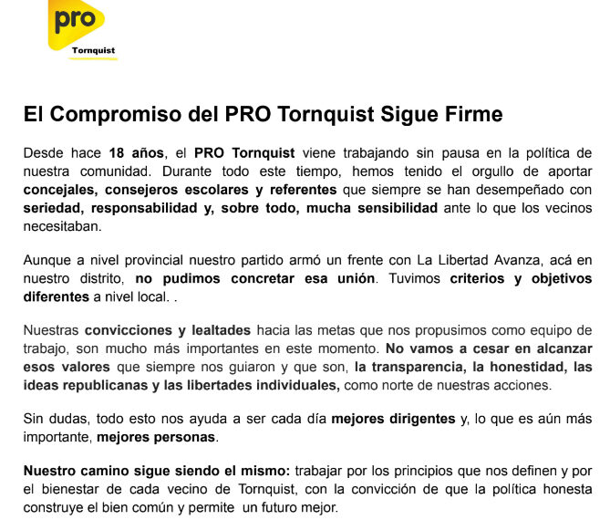 El Compromiso del PRO Tornquist Sigue Firme