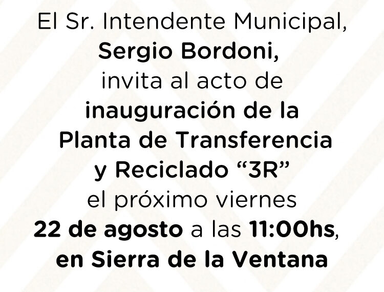 Invitación inauguración la planta de Transferencia y Separación “3R”