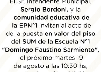 Invitación inauguración de la Puesta en Valor del Piso del SUM de la Escuela N° 1 “Domingo Faustino Sarmiento”