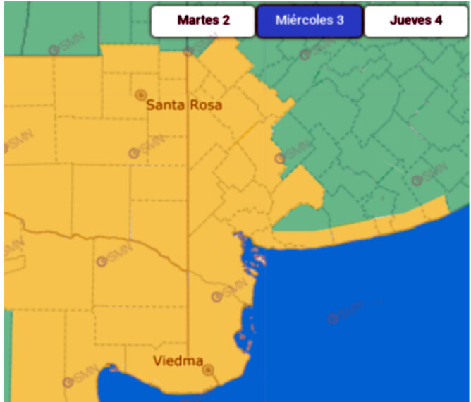 Alerta amarilla por vientos fuertes para todo el Sudoeste Bonaerense