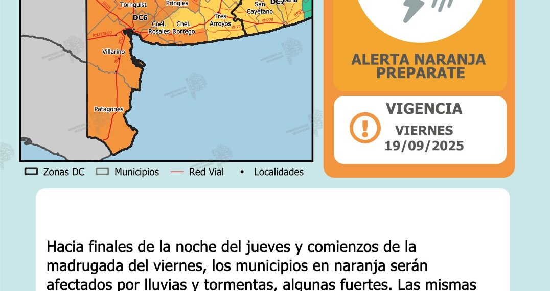 Alerta naranja por tormentas fuertes – Jueves por la noche a viernes por la madrugada