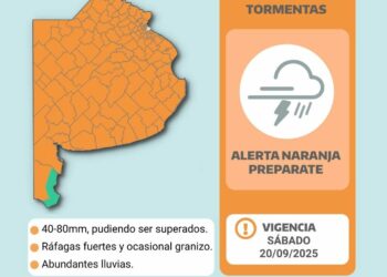Emiten un nuevo alerta naranja para este sábado en el distrito de Tornquist