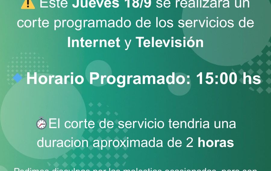 Corte de internet y TV en La Gruta y San Andrés de La Sierra