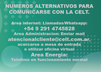 Números alternativos para comunicarse con las distintas áreas de la CELT.