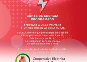 Corte de energía programado para éste jueves que afectará a Villa Ventana y un sector de la zona rural