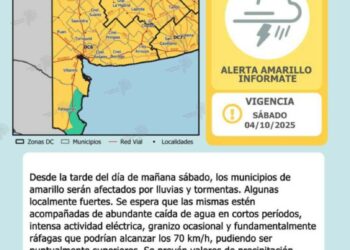 Se anuncia un alerta amarilla por tormentas y viento fuerte para este sábado