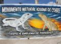 La iguana de cobre, símbolo de la Comarca, plasmada en un mural del artista local “Manu” Abarzua