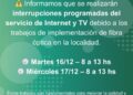 Interrupciones programadas en Villa Serrana La Gruta