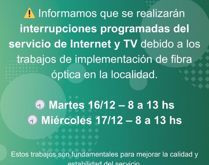 Interrupciones programadas en Villa Serrana La Gruta