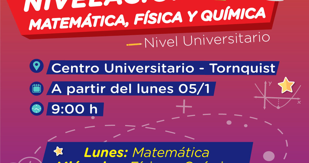 Infancias y Juventudes brindará nivelación de matemáticas, química y física