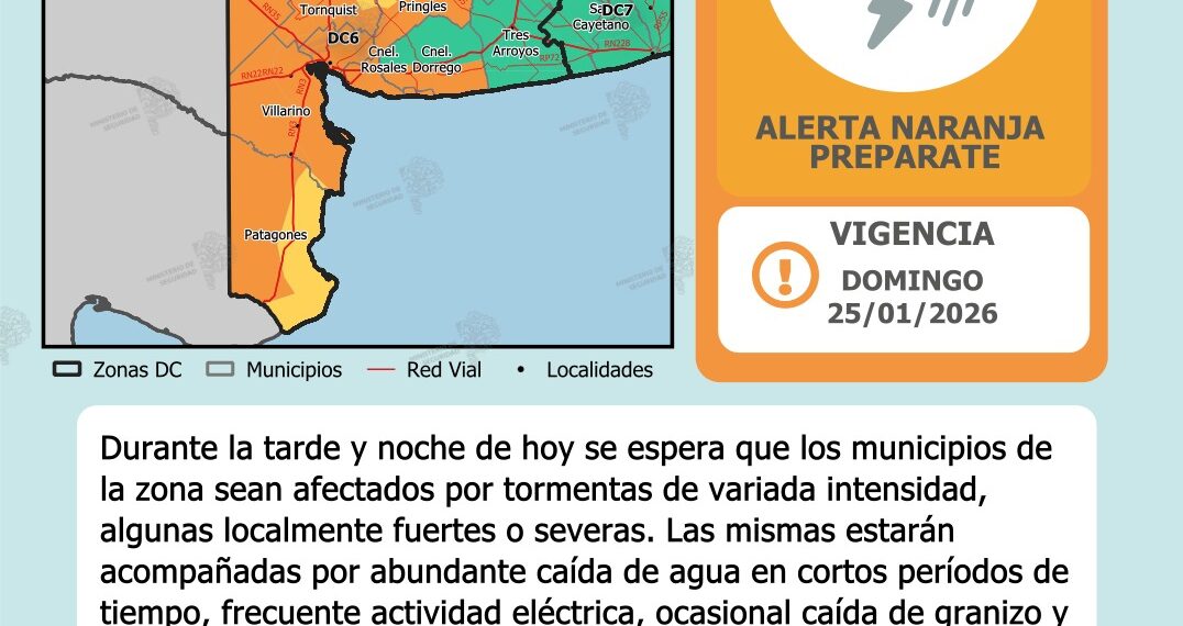Alerta naranja por tormentas y lluvias intensas para este domingo en el distrito