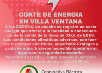Corte de energia en Villa Ventana