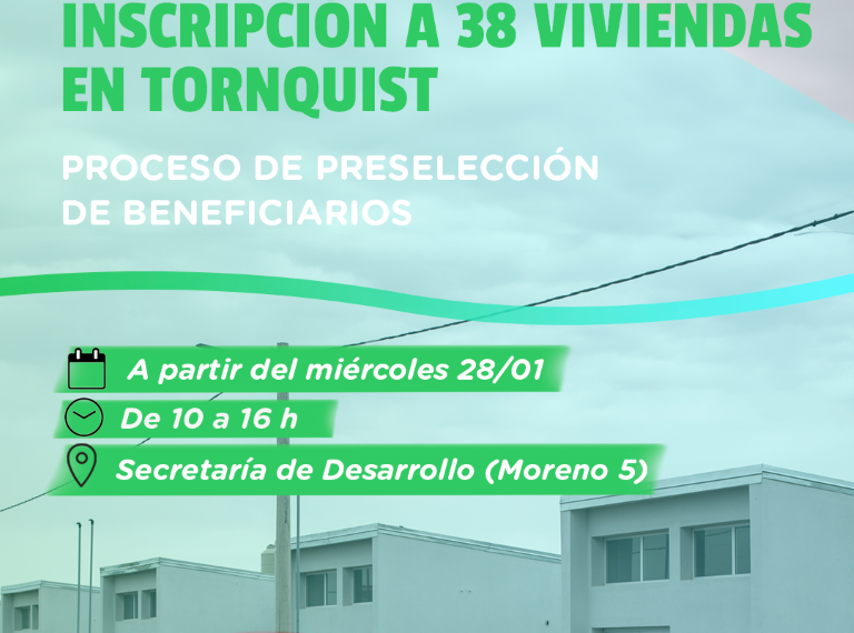 Abre la inscripción para la preselección de beneficiarios de 38 viviendas de Tornquist