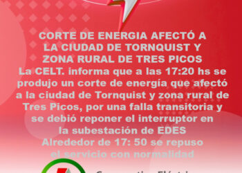 Corte de energía afectó a la ciudad de Tornquist y zona rural de Tres Picos