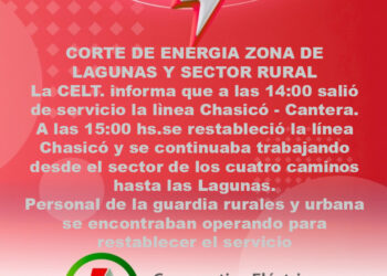 Corte de energía zona de lagunas y sector rural