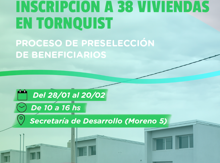 Continúa abierta la inscripción para la preselección de beneficiarios de viviendas en Tornquist