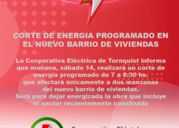 Corte de energía programado para éste sábado en el nuevo barrio de viviendas