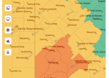 El Servicio Meteorológico elevó a naranja el alerta por tormentas para este martes en Tornquist y la región