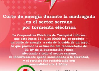 Corte de energía en el sector serrano por tormenta eléctrica