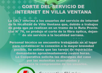 Corte del servicio de internet en Villa Ventana
