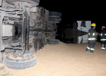 Volcó un camión cerealero obstruyendo ambas manos de la Ruta 33