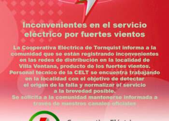 Inconvenientes en el servicio eléctrico por fuertes vientos