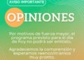 No se emitirá este jueves el programa Opiniones