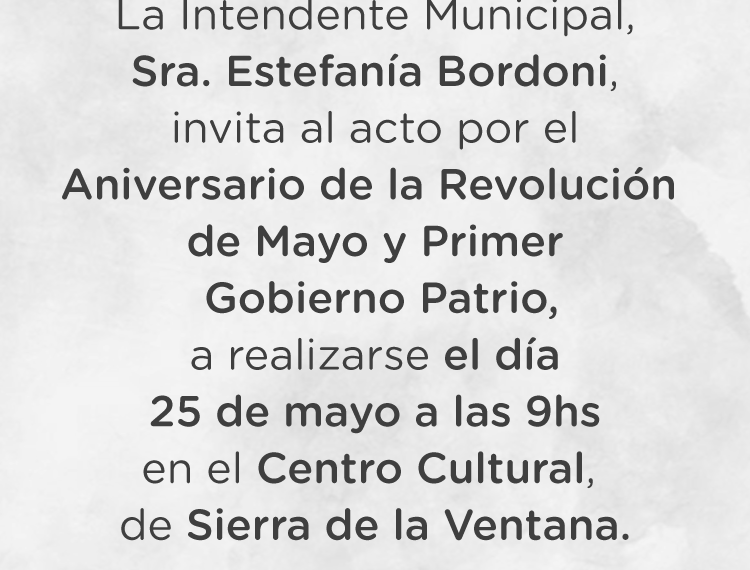 Invitación al acto por el Aniversario de la Revolución de Mayo