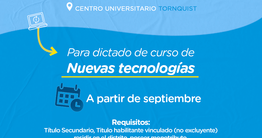 Convocatoria a talleristas profesionales para curso en el Centro Universitario Tornquist