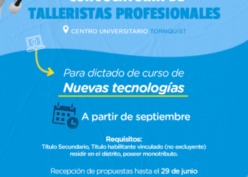 Convocatoria a talleristas profesionales para curso en el Centro Universitario Tornquist