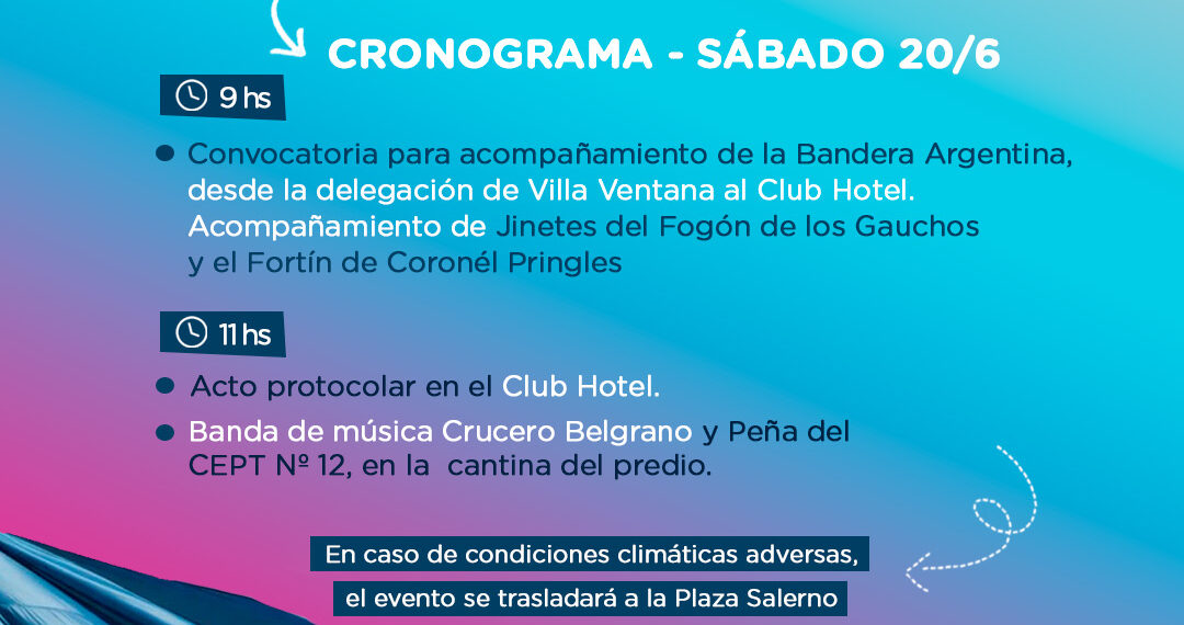 El Club Hotel de la Ventana será escenario del Día de la Bandera en el distrito
