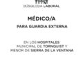 Búsqueda laboral: Médico/a para guardias en Tornquist y Sierra de la Ventana