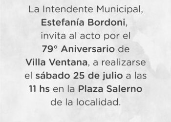 Invitación al acto del 79º aniversario de Villa Ventana