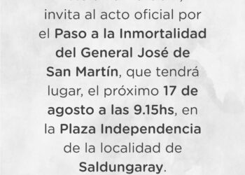 Invitación al acto por el 176º aniversario del Paso a la Inmortalidad del Gral. San Martín