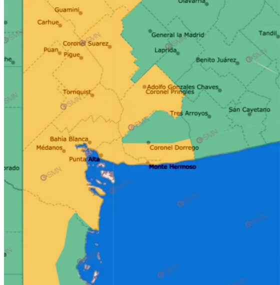 Alerta por tormentas para Tornquist y gran parte del Sudoeste Bonaerense