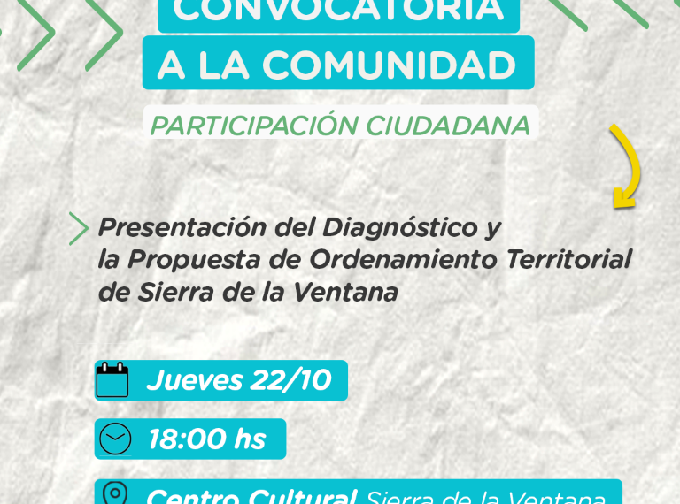 Convocatoria abierta a la presentación de la Propuesta de Ordenamiento Territorial de Sierra de la Ventana